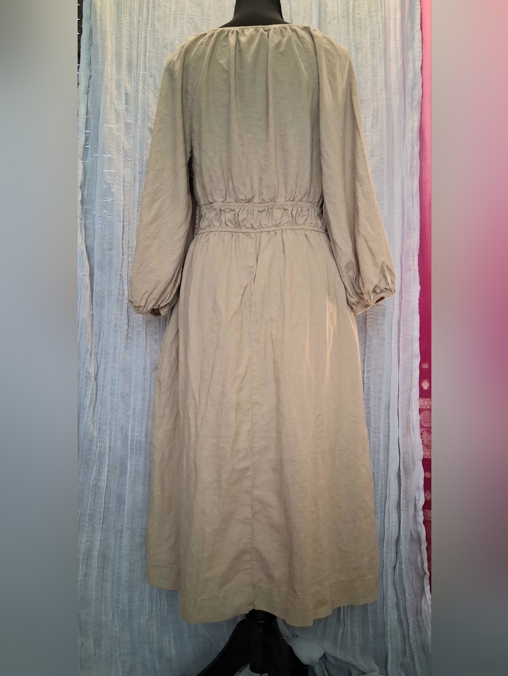 Universal Thread Beige Long-Sleeve Tie-Front Maxi Dress - Picture 5 of 6